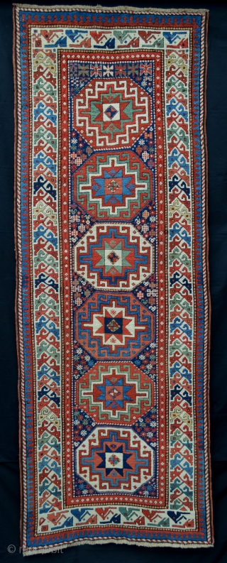 Stunning vegetable-dye Moghan long rug in very good condition.
Special New Year price on request.
2.74m x 1.00m (9' 0" x 3' 3").            