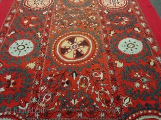 Uzbekistan suzanni over 100 years old silk wool processing in good condition 2.30x2.70 m2                   