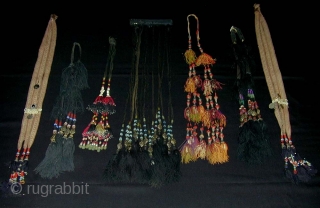 Collection of 7 Old Uzbek Silk Tassles.                          