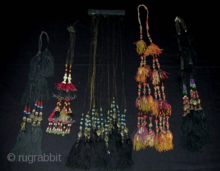 Collection of 7 Old Uzbek Silk Tassles.                          