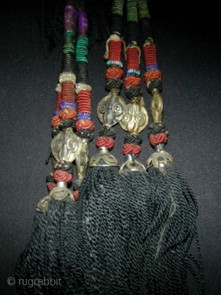 Collection of 7 Old Uzbek Silk Tassles.                          