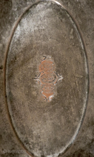 A tinned copper & brass serving plate made by GARABED ASLANIAN. Gaziantep. late 19th/early 20th C. Great condition.
maker's mark in Armenian & Ottoman          