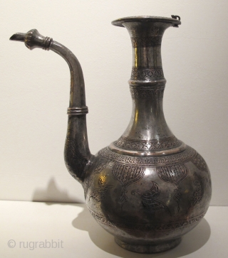 Bukhara Ewer. Late 19th C. Tinned copper. Height 34 cms. Weight c. 2 kgs. Very good condition.                