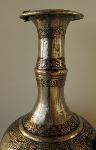 Bukhara Ewer. Late 19th C. Tinned copper. Height 34 cms. Weight c. 2 kgs. Very good condition.                