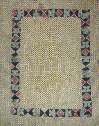 Uzbek Mirror Cover (Aina Khalta). Late 19th c. Embroidery and tiny glass beads. Complete with back. 43 x 37 cms.             