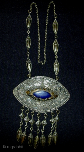 Central Asian Old Silver Necklace. Length (including chain), 45 cms; width of medallion, 11.5 cms.                  