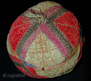 Central Asian Child's Velvet Hat. First half of 20th C. Diameter 13, height 9 cms.                  