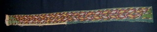 Tekke Turkmen Green Background Silk Embroidered Collar Band. Late 19th c. 109 x 8 cms.                  