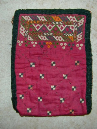 Turkmen Chodor Small Embroidered Bag. Early 20th c. 19 x 15 cms.                     