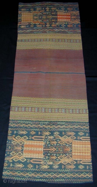 Timorese Woman's Tubular Ceremonial Skirt. Early 20th c. - rare heirloom textile. Handspun cotton - various supplementary warp techniques. 74 x 49 cms.          