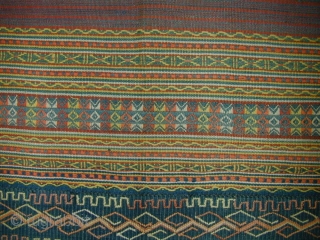 Timorese Woman's Tubular Ceremonial Skirt. Early 20th c. - rare heirloom textile. Handspun cotton - various supplementary warp techniques. 74 x 49 cms.          