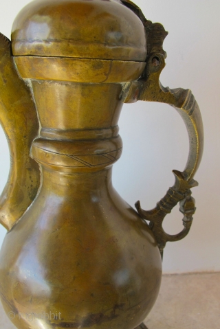 Brass Ewer. Environs of Bukhara. 19th C. H = 30 cms. Superb patina.                    