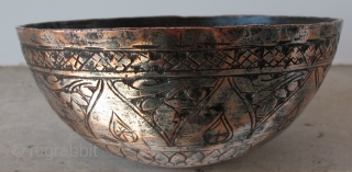 Water cup *Tas* Iran 1880's - probably Isfahan. Copper, 12 x 6 cms.                    