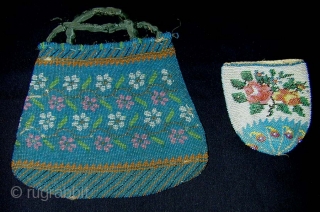 Victorian Beaded Purses. 17x15 and 9x8 cms.                          