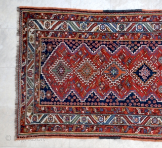 Veramin (Varamin) probably made by the Bakhtiari of that area. Early 20th c. 130 x 263 cm. High pile with no repair. Excellent colors.         