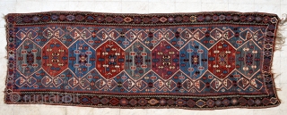 C. Anatolian kilim, 19th c. 140 x 396 cm. Very good natural colors. Very good condition except for two smal tears (at one end and in the center of a brick hexagon). 