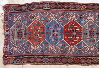 C. Anatolian kilim, 19th c. 140 x 396 cm. Very good natural colors. Very good condition except for two smal tears (at one end and in the center of a brick hexagon). 