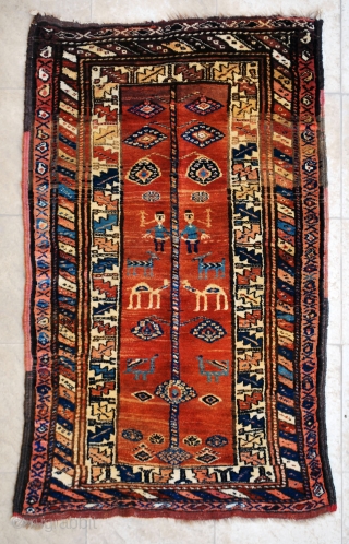 Antique Kurdish rug. 95 x 154 cm. All natural colours, High pile in very good condition                 