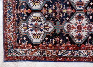 A so-called Zeigler-Bakhtiar (Chahar Mahal) with an uncommon palette, ca. 1930s. 152 x 225 cm (5'1" x 7'6"). Lower end rewoven, re-selvaged, small areas of low pile.      