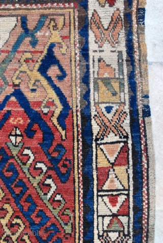 200 x 310 cm. This antique small carpet bear at once primitive and archaic devices that links it to ancient Anatolian rugs on one hand and a medallion that could well be  ...