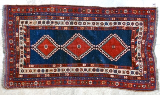 Luri rug, 1st quarter 20th c, 110 x 192 cm. Small repiled spots in field, slight wear to center, otherwise high pile in general with original sides. Wool on goat hair.  