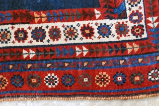 Luri rug, 1st quarter 20th c, 110 x 192 cm. Small repiled spots in field, slight wear to center, otherwise high pile in general with original sides. Wool on goat hair.  