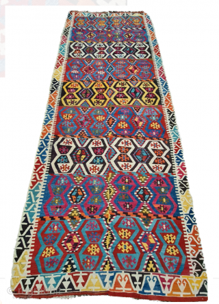 Konya great kilim. Cm 140x380. Datable mid 19th century. Konya area. In very good condition. Fantastic natural saturated colors. Go & see the details, you'll love it. Interesting price. Apply here pls:  ...