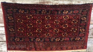 Turkmen Beshir cuval/storage bag face with Mina Khani pattern. Big size: cm 104x176. Should be datable 1880/1900. Great Mina Khani design. Lovely natural bright colors: super yellow, various reds. Very tight weaving.  ...