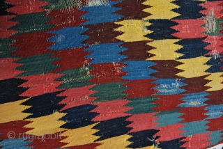 Qashqai kilim fragment. Cm 75x170 ca. Late 19th c. Wonderful colors, Very fine weaving. Simply a great colorful fragment.  Please see also my other posts: http://rugrabbit.com/profile/580
      