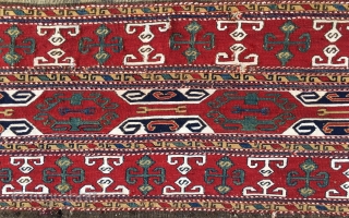 Karabagh (Black garden)Sumack mafrash long panel. Cm 40x120 ca. Good age, 1880 ca. Wonderful colors, great pattern. On the whole in a good condition. Looks sweet, fresh, sunny, very pleasant.   