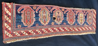 Antique South Persian mafrash panel with colorful boteh design. Cm 30x110 ca End 19th century Great pattern and great colors. Six lovely boteh of different color. Condition issue: one hole to report.  ...