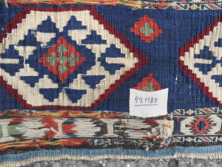Excellent Shahsavan sumak and kilim mafrash main panel. Very fine weaving. 
Best colors. Mid 19th c. In great condition. FYI in real the panel is much much better than in my pics.  ...