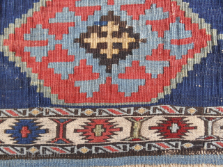 Excellent Shahsavan sumak and kilim mafrash main panel. Very fine weaving. 
Best colors. Mid 19th c. In great condition. FYI in real the panel is much much better than in my pics.  ...