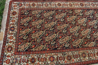 Beautiful Mishan Malayer cm 337x157 or ft 11.0x5.1, end 19th/early 20th century, lovely boteh pattern, good colors & condition, needs smaller restorations.           