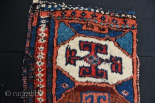 Kurdish rug fragment. Aleppo? Reyhanli? Cm 31x155. Mid 19th century. wonderful colors, great pattern with ram horn medallions. See more pics on my fb page: https://www.facebook.com/carlo.koc/media_set?set=a.10153790251778492.1073741859.579403491&type=1&pnref=story
       