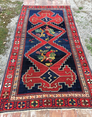 Karabagh rug, cm 235x118, ft 7.7x3.8, early 20th century or older, lovely pattern, great dyes, some old restorations, in good conditions. 
Available emailing to carlokocman@gmail.com

        