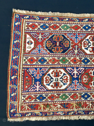 This is a top ❤️Khyzy, north of Baku, Azerbaijan, sumack main panel. 
Size is unusually big for such a wonder: cm 67x108. 
Datable mid 19th century. 
Really beautiful and extremely rare. 
The  ...