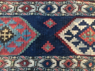 Wonderful Shahsavan kilim/sumack mafrash long panel. Great natural saturated colors. Very fine & tight weaving.  
In mint condition. More pics & infos on rq. Pics shot in the late afternoon with  ...