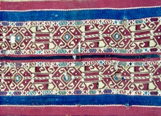 Lovely Eastern Anatolia open cuval/storage bag. Cm 110x140. Over 120 years old. Great colors. Amazing sumack weave in the central part with a fantastic graphics. Despite the  serious condition issues this  ...