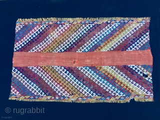 Graphics Killer. Colors. Age. Anatolian cuval/storage bag fragment with a terrific graphics. Second half 19th century. Cm 80x120 ca. Lovely natural saturated colors. Great pattern. Great fragment. Not mounted. Probably better than  ...