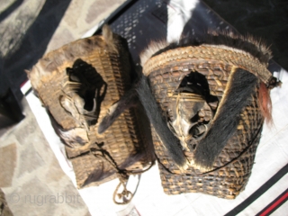 Two Naga head basket bought during last Naga festival held in north-western Myanmar mid January 2012.
Naga head basket are usually decorated with monkey or dog skulls and dyed goat hair.


These types of  ...