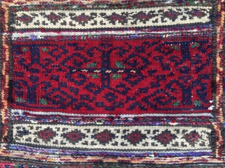 Khorjin bag. Cm 40x40, open 40x80. Early 20th c. Really weird and unusual bag. Might be Kurdish or Baluchi, or?! Not expensive. Have time? Have a look at my other posts: http://rugrabbit.com/profile/580
 