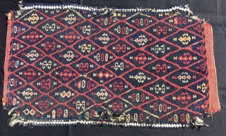 Turkey. Central Anatolia, most probably from the Sivas area wedding yastik or cushion. Cm 52x88. Datable to 1880/90sh. I think it could well be a work of the Sinanli tribe. Filled with  ...