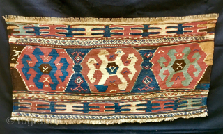 If you are after beautiful natural colors or after a rare pattern,
well, this is for you.
Calm, sweet, elegant........

Shahsavan rare design kilim mafrash long panel. 
Cm 50x105 ca. D
Datable 1870/880, if not earlier  ...