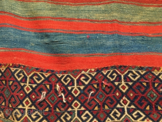 Eastern Anatolia open storage bag/cuval. 1880s. Awesome colors. Flatweave & sumack. Some metal thread here & there. A couple of minor condition issues. A tribal art jewel. More pics & infos on  ...