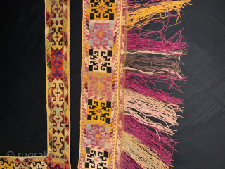 SEGUSHA
These textiles are traditional Uzbek Lakai tribal art known as Segusha, 
woven and embroidered by the Lakai, a nomadic, Uzbek-speaking people found in Uzbekistan, Tajikistan, and Afghanistan.
They are either V  or L shaped embroidered  ...