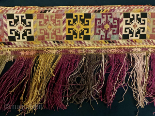 SEGUSHA
These textiles are traditional Uzbek Lakai tribal art known as Segusha, 
woven and embroidered by the Lakai, a nomadic, Uzbek-speaking people found in Uzbekistan, Tajikistan, and Afghanistan.
They are either V  or L shaped embroidered  ...