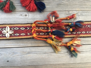 Two Anatolian cuval straps. Two little wonders. One bought 15 y ago in Turkey, the other one got from an owned cuval.
wonderful small tribal art pieces.       