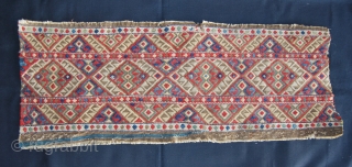 Caucasian Sumack Mafrash Long Panel. Cm 35x92. 3rd/4th q 19th c. Could be Azeri? Shahsavan? Very fine & tight work. Great colors: greens, blues, red, brown…Might ne another good wash.   