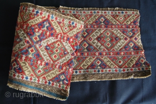 Caucasian Sumack Mafrash Long Panel. Cm 35x92. 3rd/4th q 19th c. Could be Azeri? Shahsavan? Very fine & tight work. Great colors: greens, blues, red, brown…Might ne another good wash.   